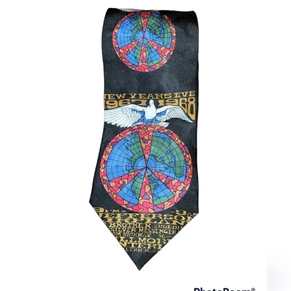 NWT Fillmore Poster Tie White Bird NYE '67-68 Bill Graham #100 100% Silk
